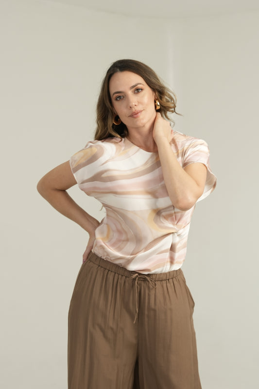 blusa satin estampada