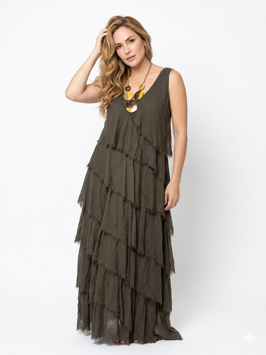Vestido seda manga sisa